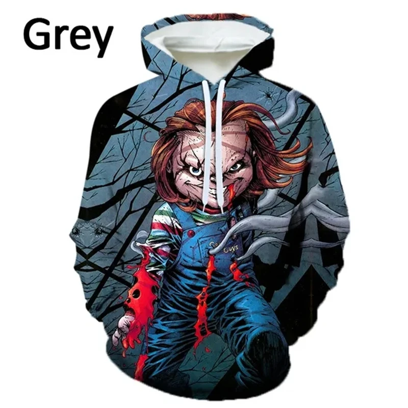 Autumn Hoodie 3D Printing Men\'s Fun Chucky Doll Hoodie Movie Kids Games Horror Casual Hoodies Sweatshirt Pullovers Tops Hooded