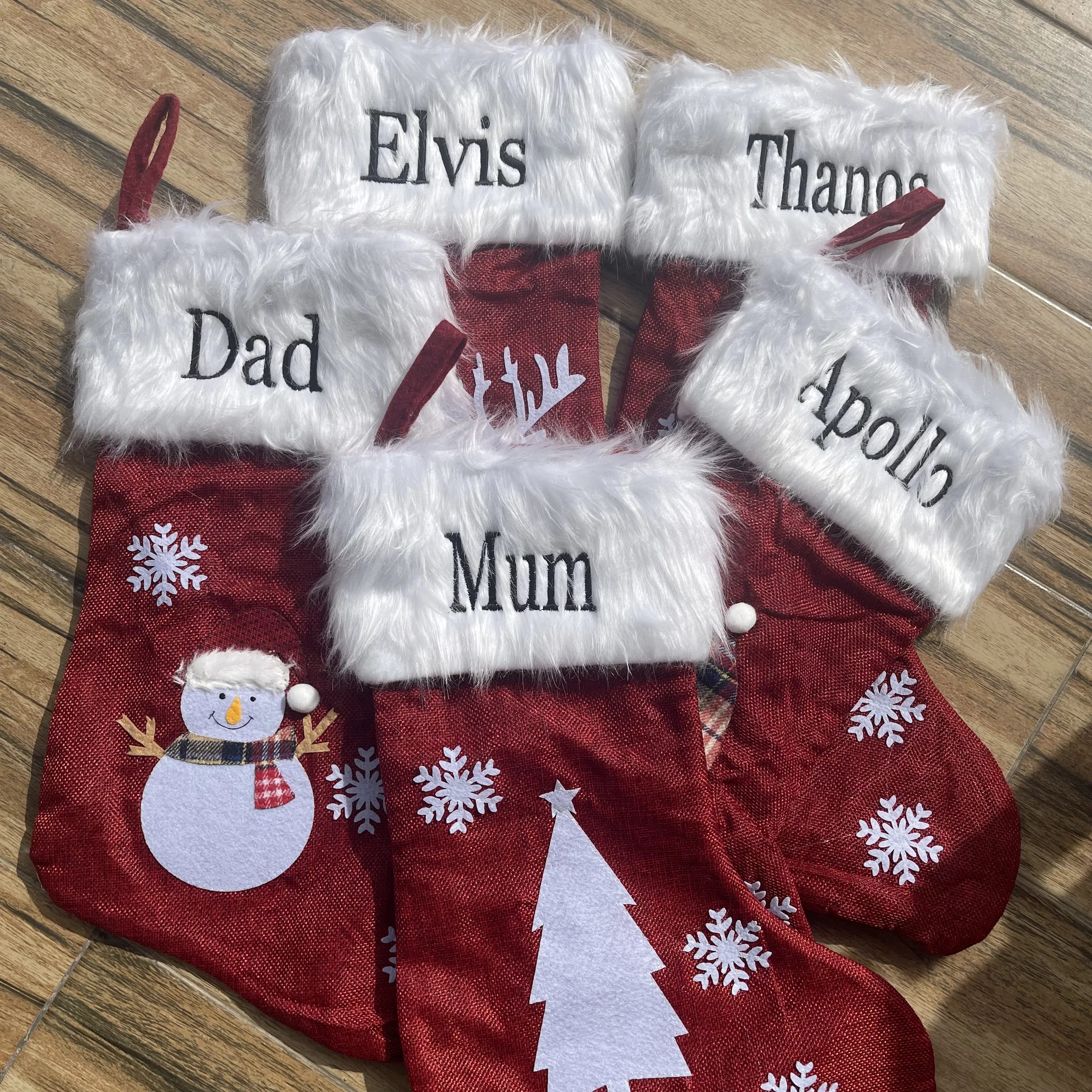 

New Customized Embroidered Name Christmas Light Decoration Personalized Christmas Socks Children's Holiday Gift Bag