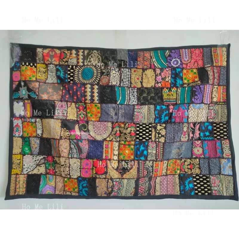 Индийский настенный гобелен, тяжелые вышитые висячие винтажные сари Zari, рабочие декоративные гобелены ручной работы, лоскутные бусины