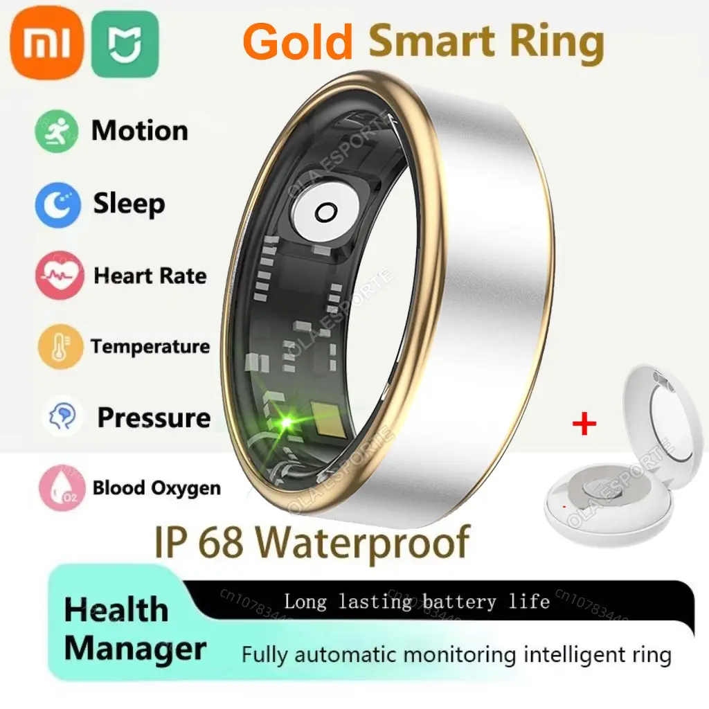 

For Xiaomi New Smart Ring Gold Photos Control Health Monitior Smartring for Men Women Bluetooth Health Ring Waterproof 5ATM Gift