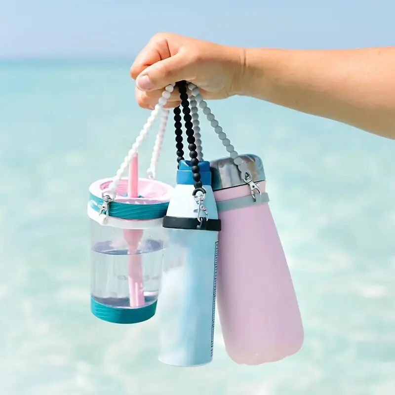 New Silicone Water Bottle Handle Strap ,hand Rope Water Cup Strap Cover Universal Coffee Cups ,Drinkware Rope for Hiking,riding