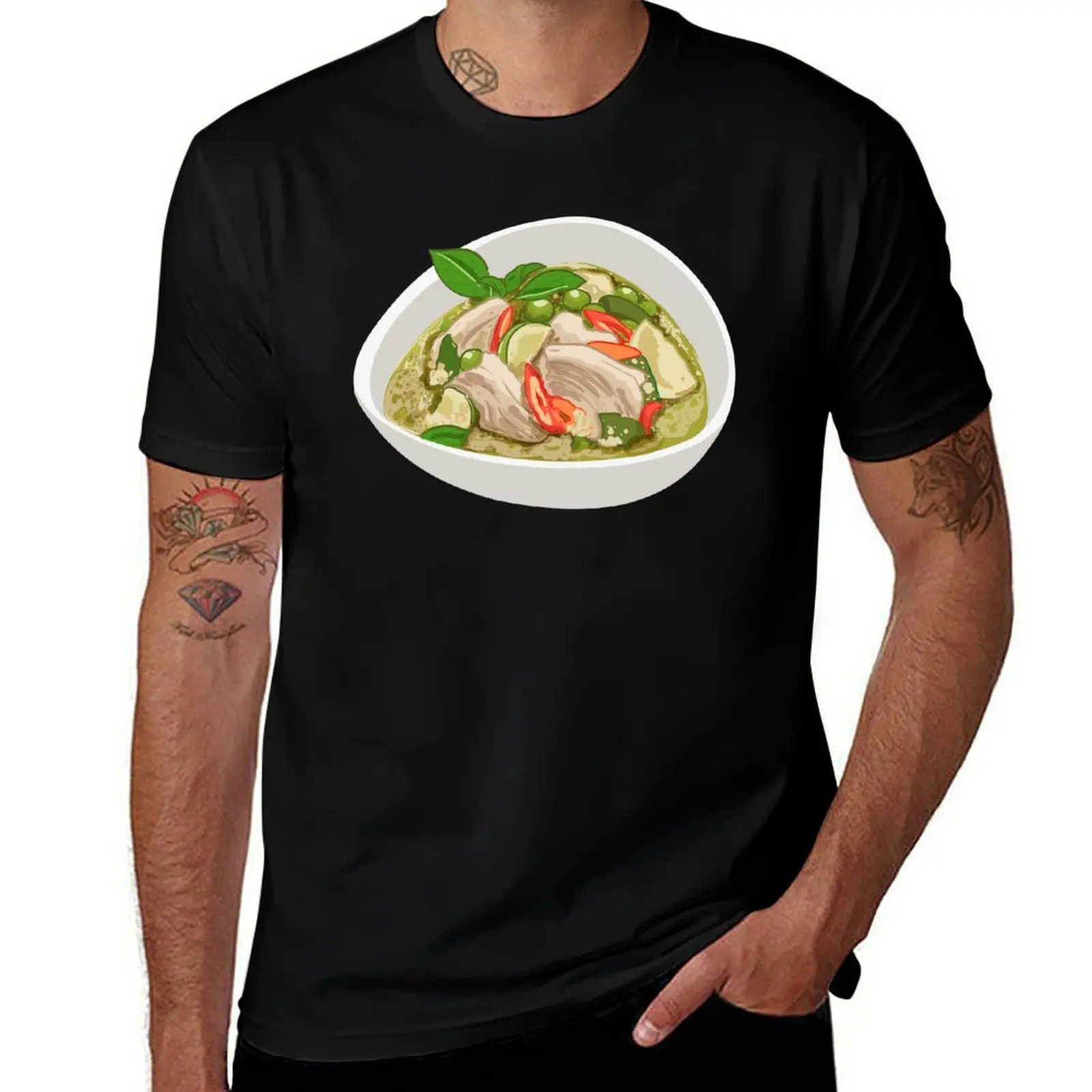 Bowl of Spicy Thai Green Chicken Curry T-Shirt Plus Size All Match T-Shirt