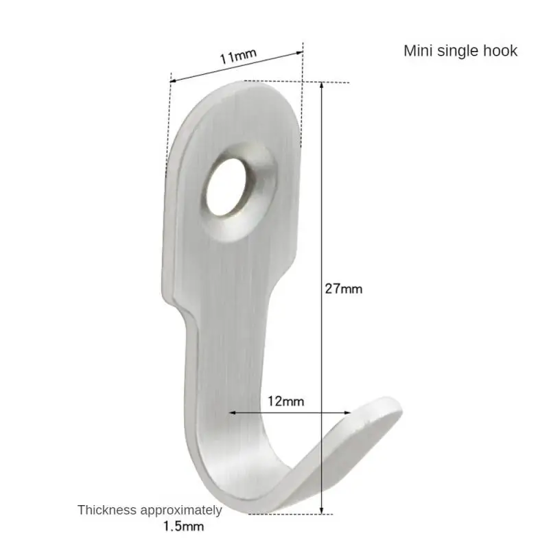 Bathroom Hook Good Load Bearing Stainless Steel Material Solid Steel Coat Hook Cabinet Single Hook Thickened Clothes Hook Silver