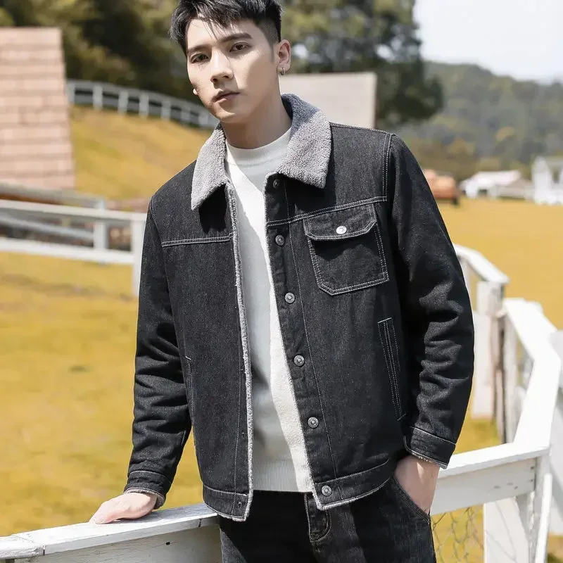 Button Loose Male Jean Coats Cargo Men's Denim Jacket Worn Clothing Outwear One Piece Y2k Cheap Price Stylish Casual Lxury Low