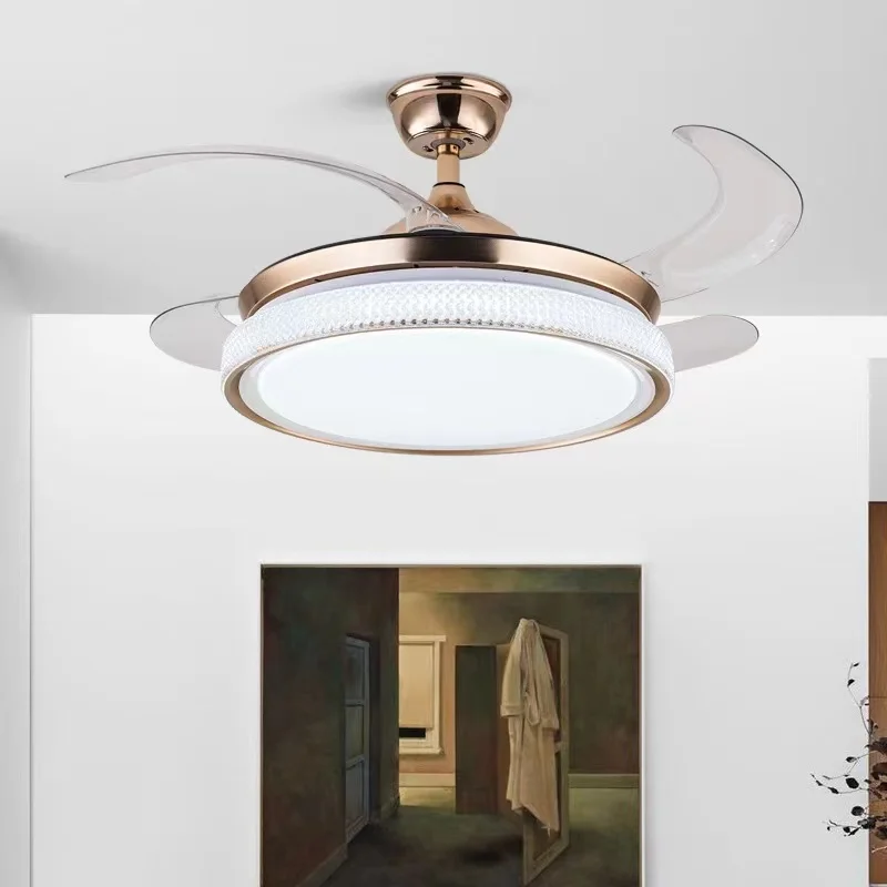 

Ceiling Fans Modern Intelligent LED Ceiling Fans with 4 Retractable Blades Ventilador De Techo Con Luz Led Y Mando for Bedroom