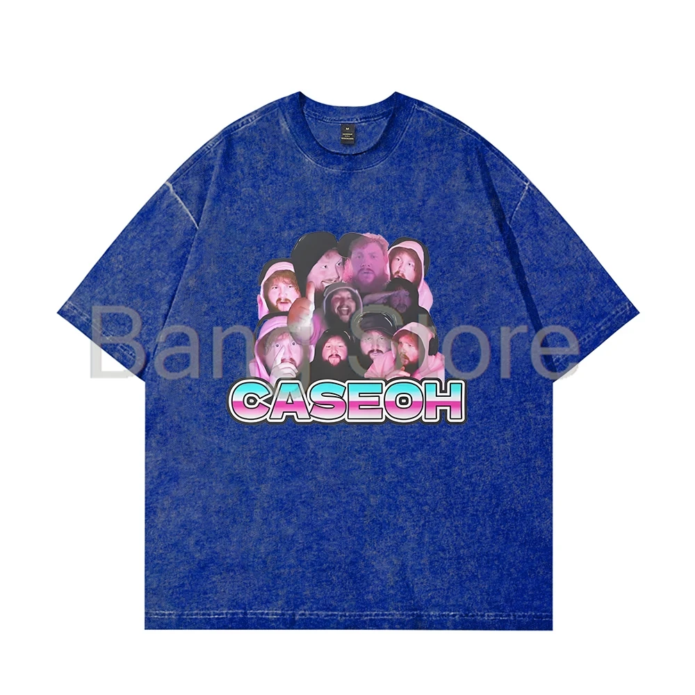 تي شيرت Caseoh Merch مضحك من القطن المغسول للجنسين برقبة دائرية وأكمام قصيرة #5