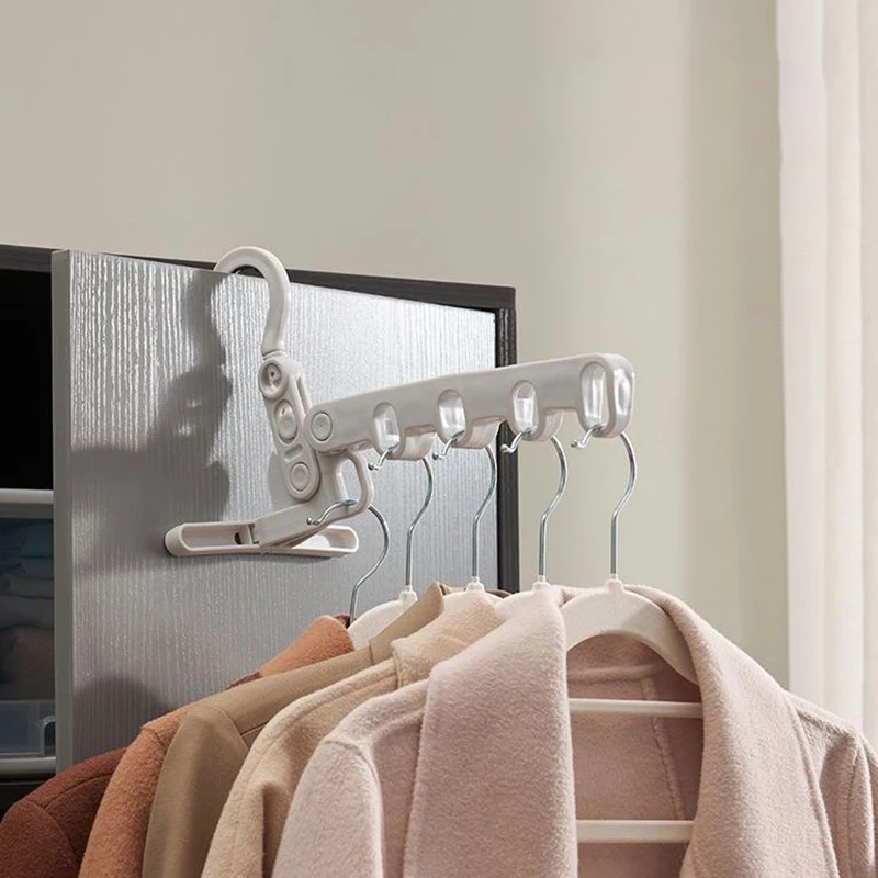 Foldable Travel Hangers Multifunctional Drying Rack Wall Mounted Retractable Portable Clothes 5 Holes Drying Rack