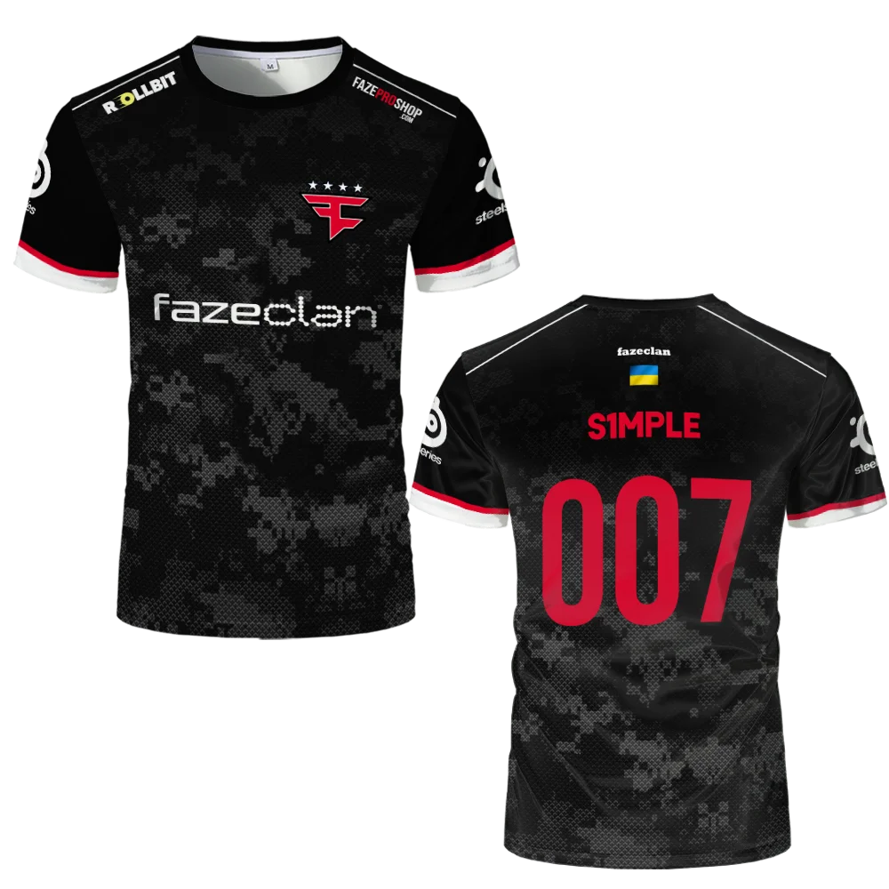 CSGO Faze Team 2025 زي التدريب الصيفي CS2 Esports Club اللاعبين مخصص تنفس الفانيلة الرجال تي شيرت الأولاد الهدايا