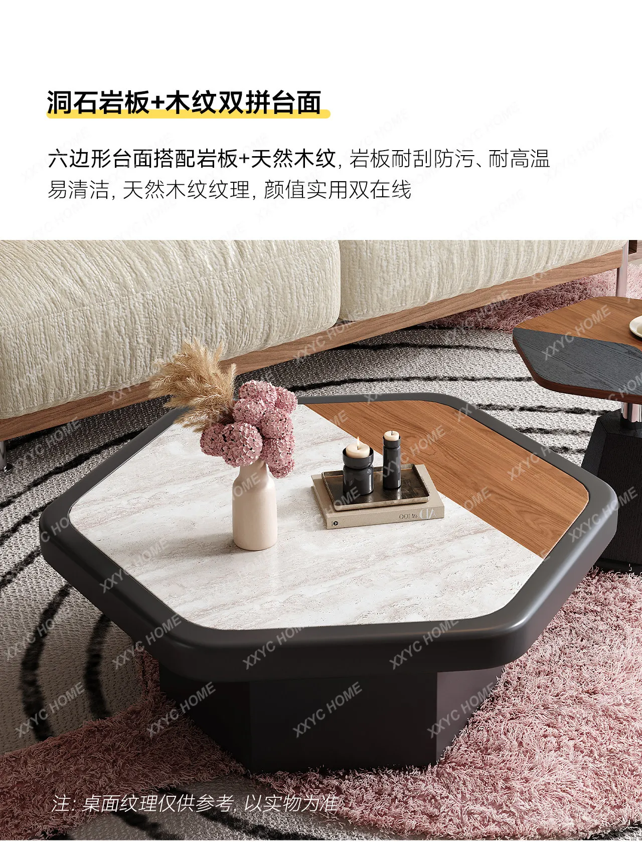 Medieval special-shaped coffee table combination light luxury high-end rock slab stone coffee table