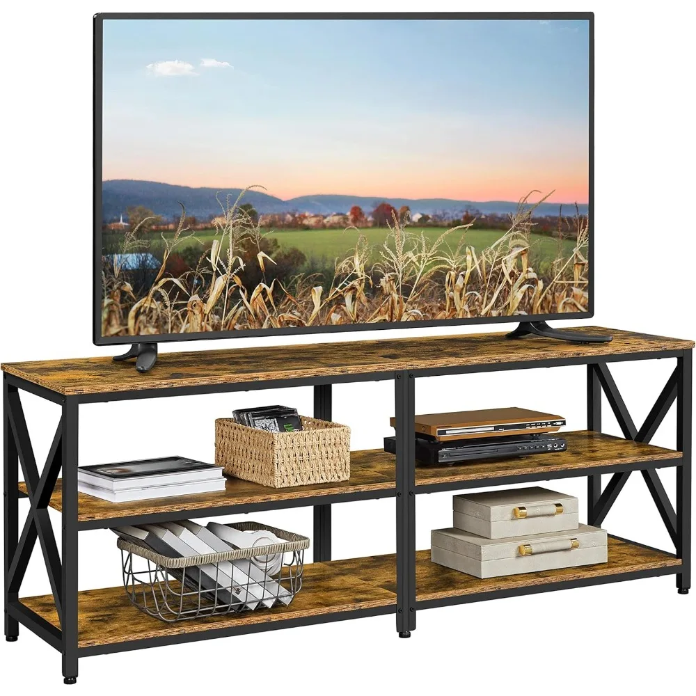 

TV Stand for TVs Up to 70 Inches,Entertainment Center with 3-Tier Wooden Storage Shelves TV Console for Living Room,Rustic Brown