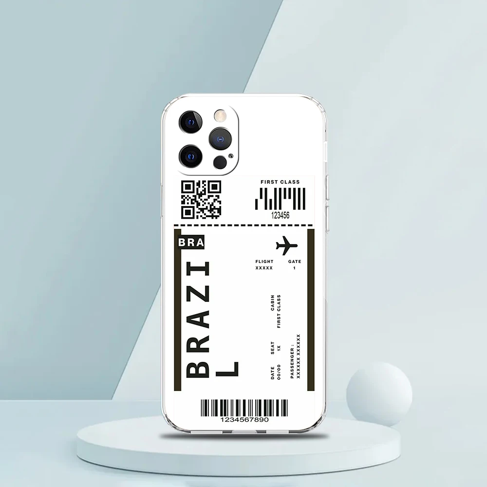 World Travel Ticket Seoul New York Transparent Soft Phone Case For iPhone 15 14 13 12 11 Pro Max X XR 8 7 Plus SE2020 XS Max Bag image 4