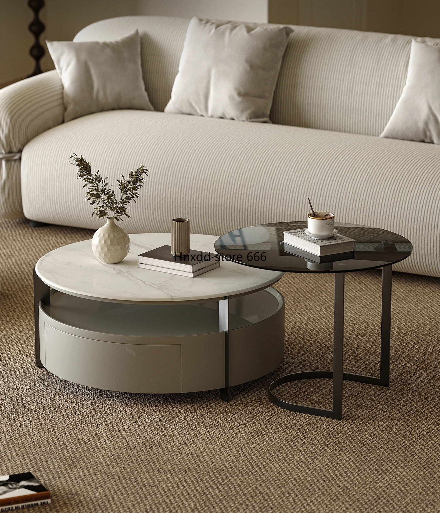 Italian light luxury rock slab coffee table