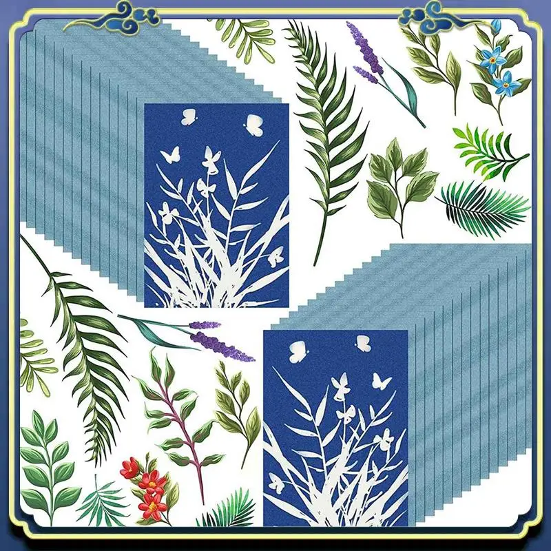 Portable Cyanotype Paper, 120 Pcs A5 Sun Print Paper Kit, High Sensitivity Sun Print Nature Printing Paper Solar Drawing Pape