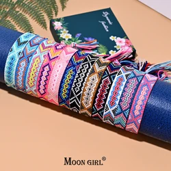 12Pcs/Lot Handmade Friendship Bracelet for Women Bohemian Boho Weave Macrame Adjustables Charm Bracelets MOON GIRL Design