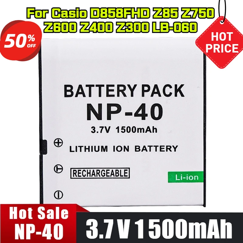 

3.7V 1500mAh NP-40 Digital Battery For Casio D858FHD Z85 Z750 Z600 Z400 Z300 LB-060