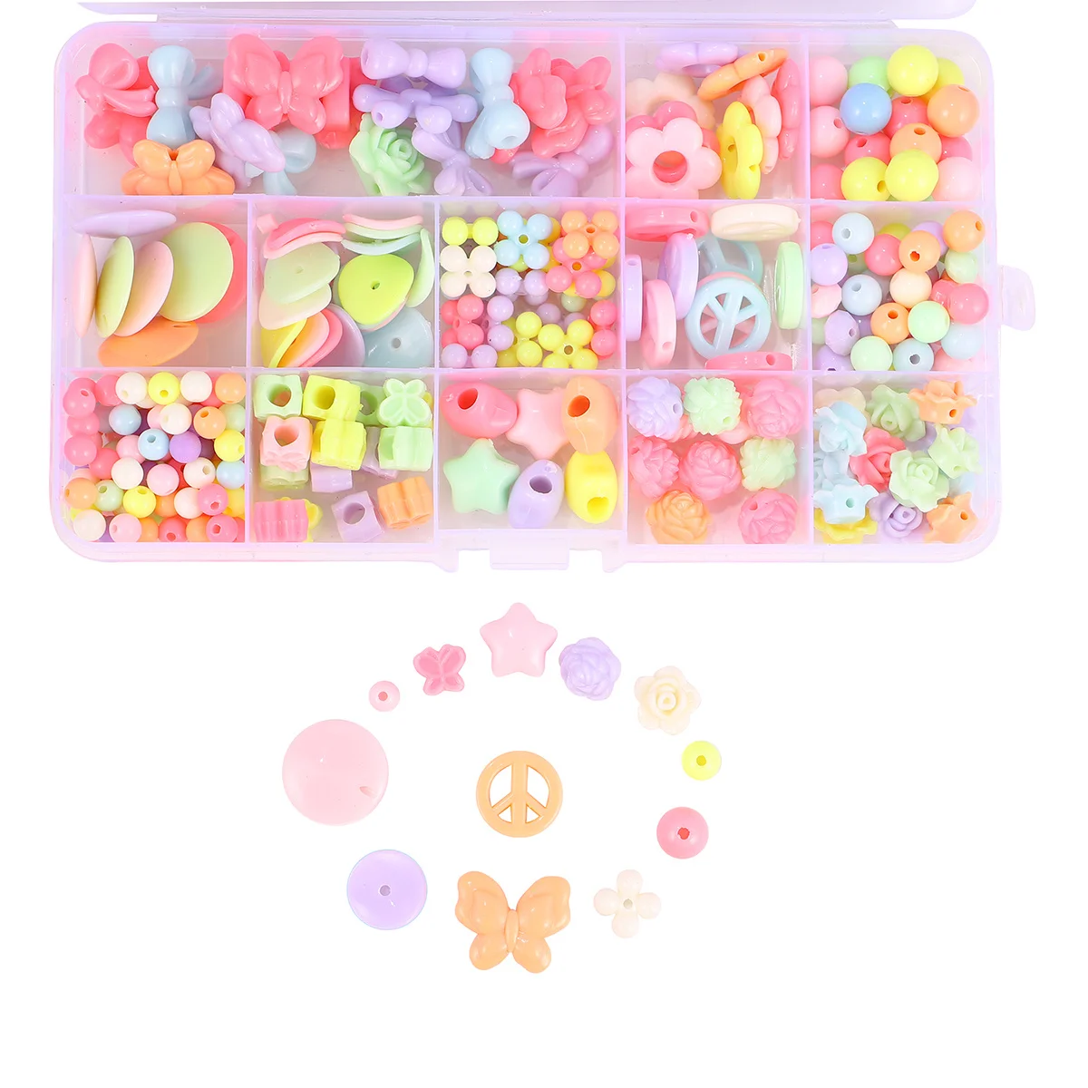 1Set DIY String Beads Kit Kleurrijke Acryl Losse Kralen voor Kinderen Educatief Creativiteit Hands-on Armband Ketting Maken