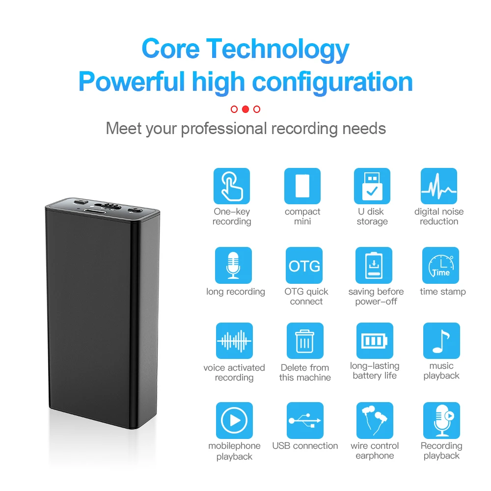 900 ساعة صغيرة الصوت المنشط مسجل صوتي 8G-64GB محرك فلاش USB الصوت الإملاء الضوضاء تقليل المغناطيس الجذب مشغل Mp3