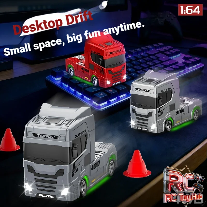 

1:64 RC Drift Truck Semi Trailer Remote Control Car Electric Desktop Drift Toy for Kids Adult Gift