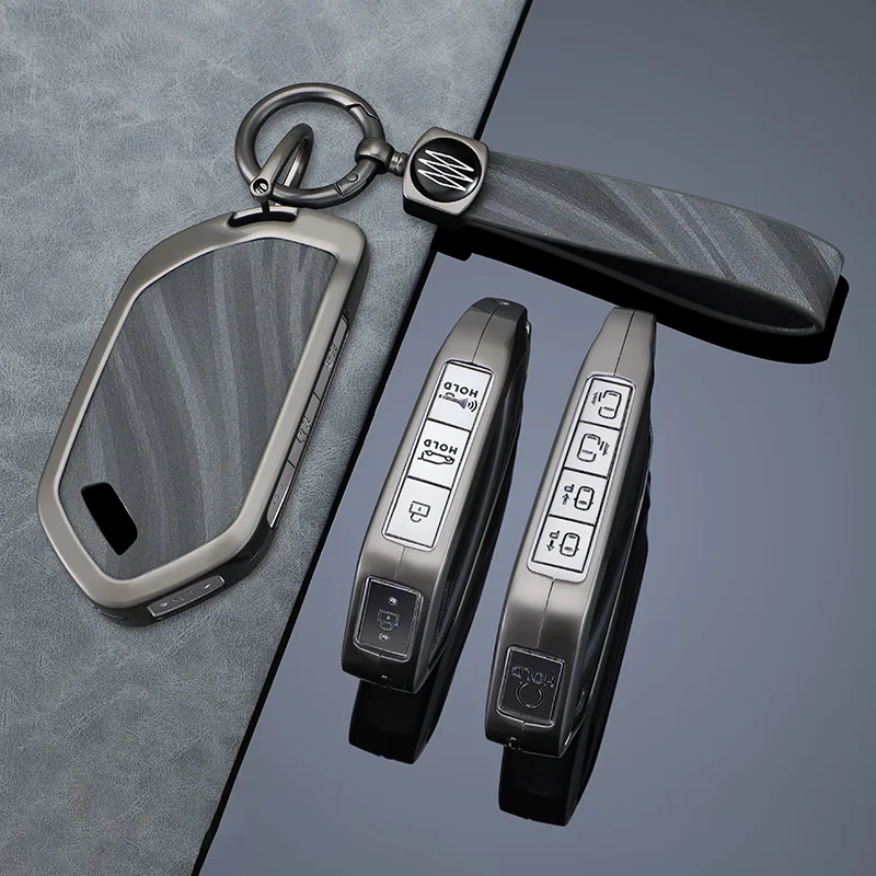 5/6/7/8/9 Buttons Leather Zinc Alloy Car Key Case Cover Protective Shell Fob for Kia Ka4 Car Keychain Interior Accessories