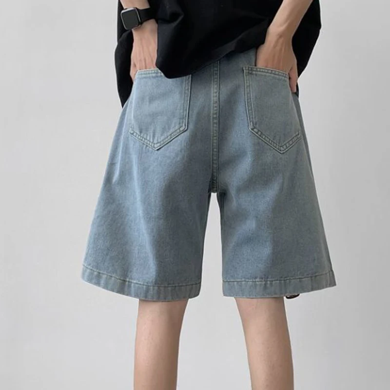 Perforated denim shorts for men's summer American high street design, niche five point pants, trendy brand loose oversized pants