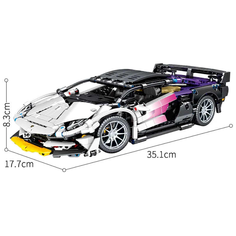 MOC technique Super vitesse Supercar Roadster Hypercar voiture de sport modèle télécommandé 1337 pièces blocs de construction brique Puzzle jouets