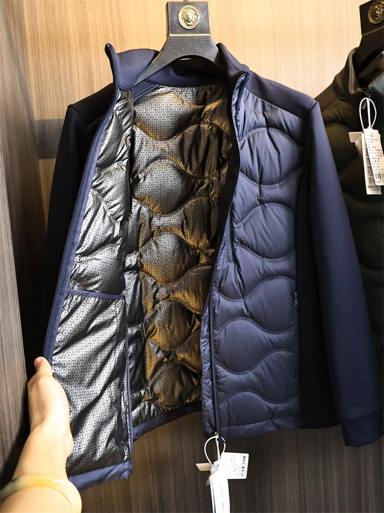 

High-End Luxury Men's Thiened Warmth Sl Sed Du down Jaet Stand Collar Autumn Winter Faion Urban Sle Polyes...