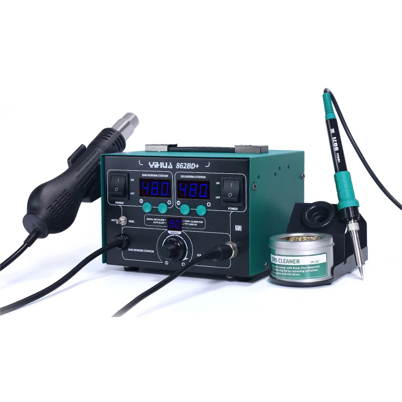 862BD 750W Heißluftpistole Rework Station Lötkolben Lötstation mit LED-Lampe