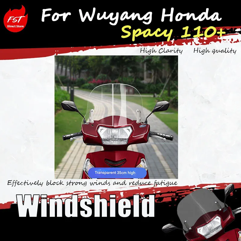 For Wuyang Honda spacy 110+ model, the new superior windscreen with adjustable front windshield frame and rain shield.
