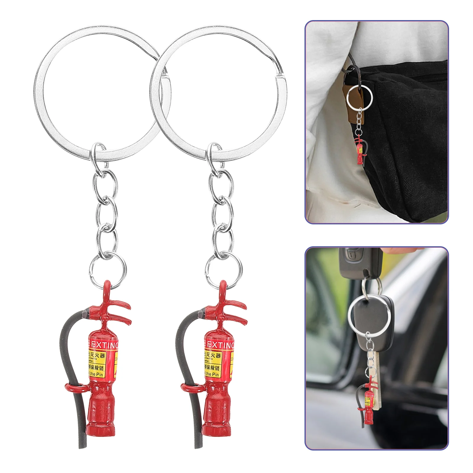 

4pcs Fire Extinguisher Keychain Zinc Alloy Lightweight Pendant Firefighter Gift Bag Decor Hanging Practical Easy Use