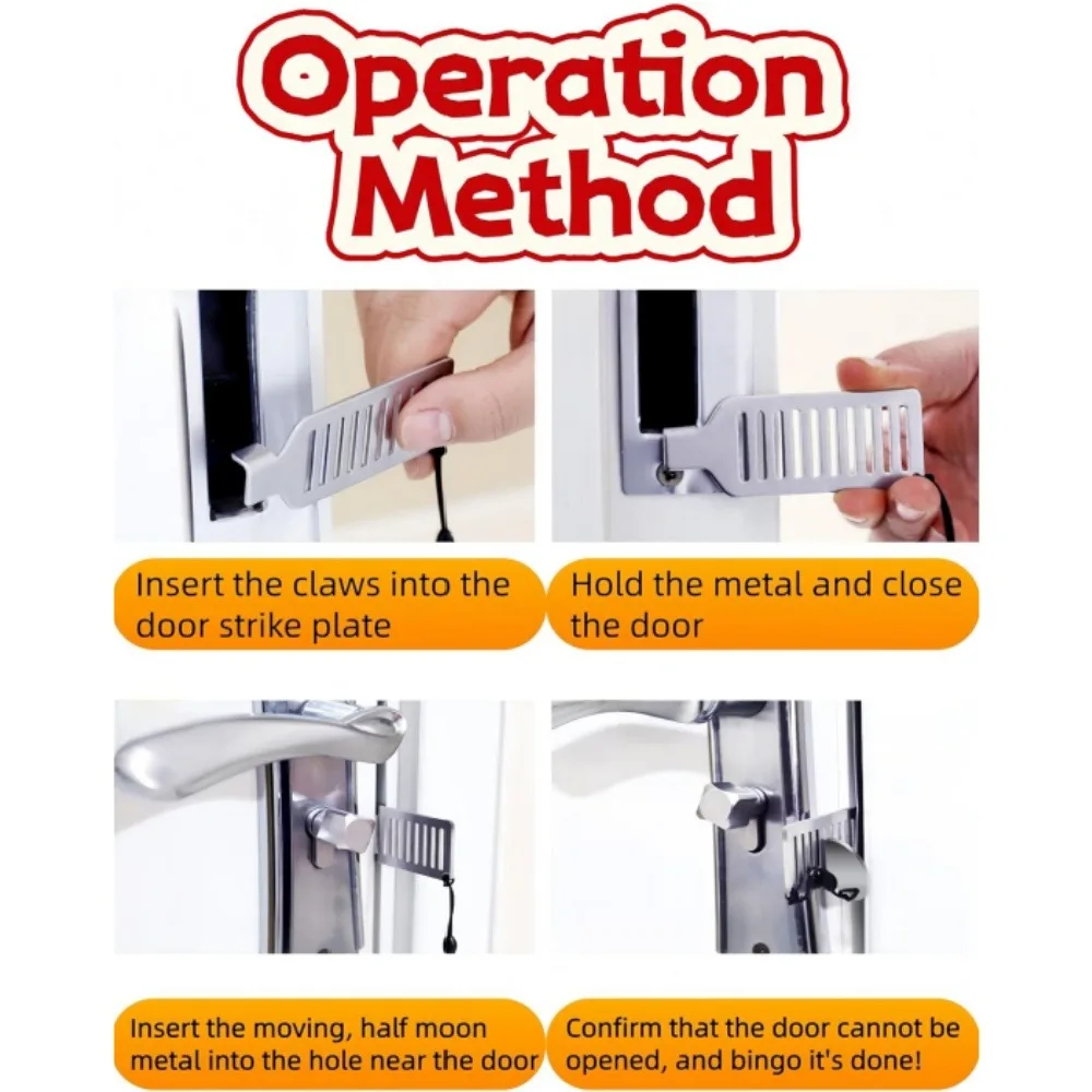 Portable Door Lock for Travel with Adjustable Screws - Improved Safety Hotel Door Lock Anti-Theft Stopper for Apartment Dorm view 5
