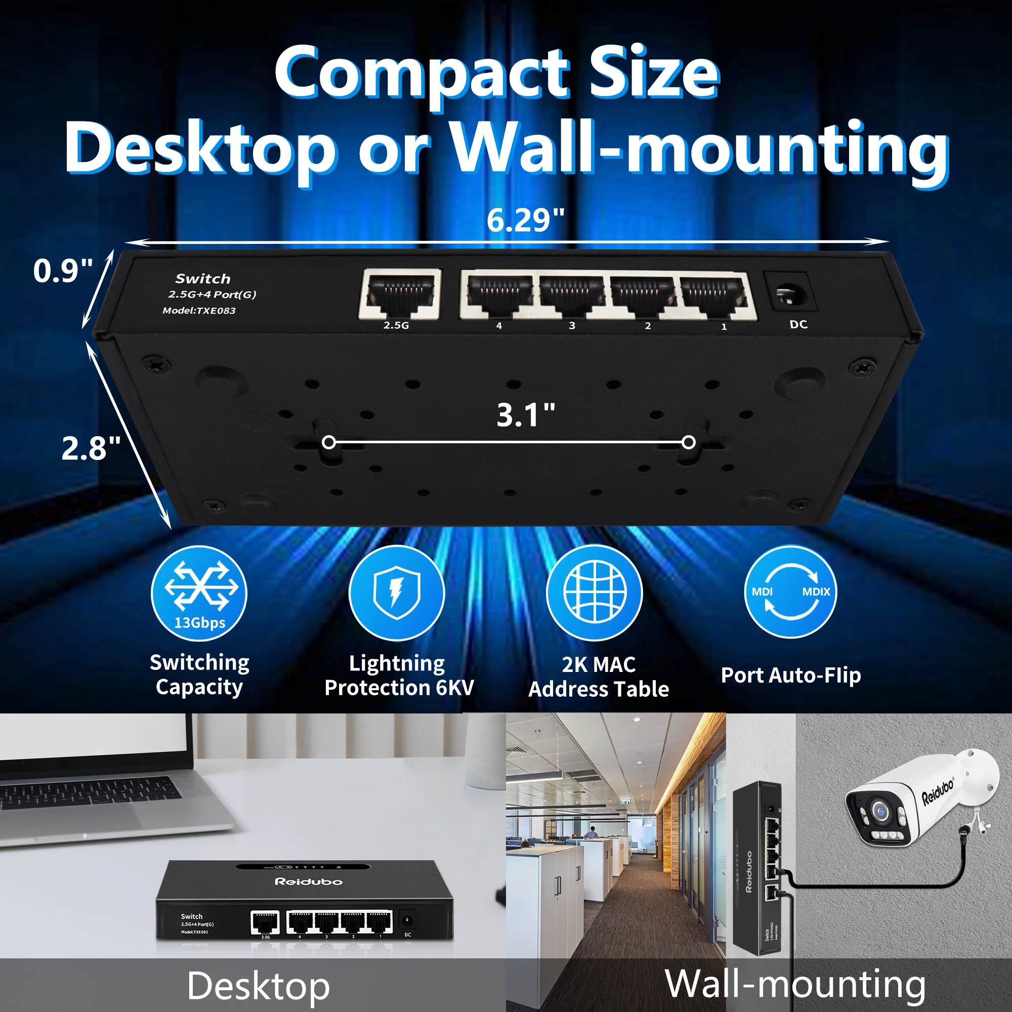 Imagem -06 - Uplink Ethernet Splitter Interruptor de Hub de Rede Multi-gigabit em Casa Porta Desbloqueada 2.5g 4x1000mbps