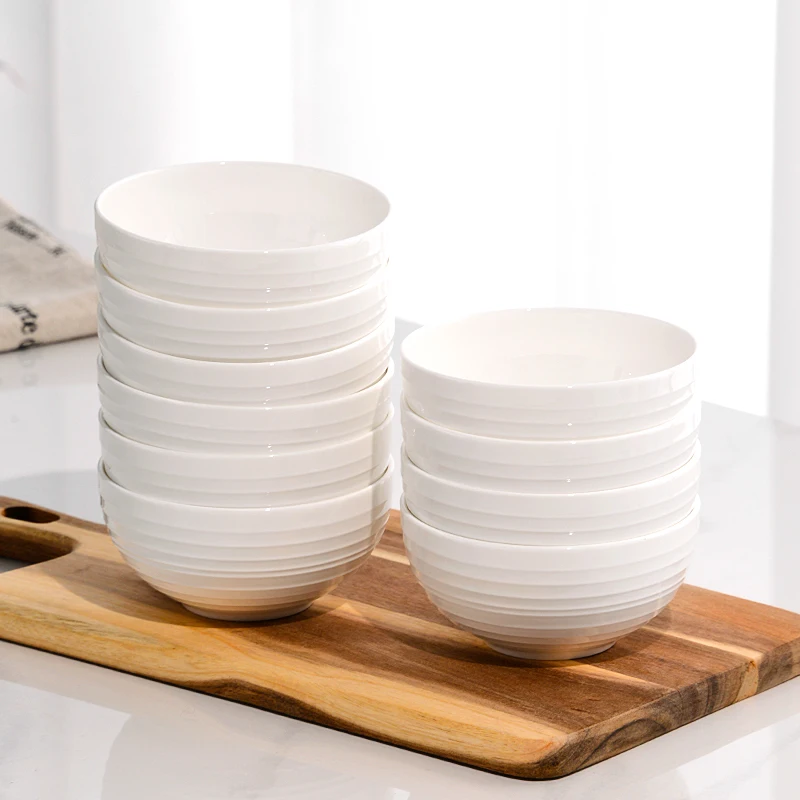 

Чистая белая миска из костяного фарфора для домашнего использования, новинка 2025 года, маленькая миска Emed, миска для лапши, большая миска для супа, салатница, высокоэстетичная Dinin...