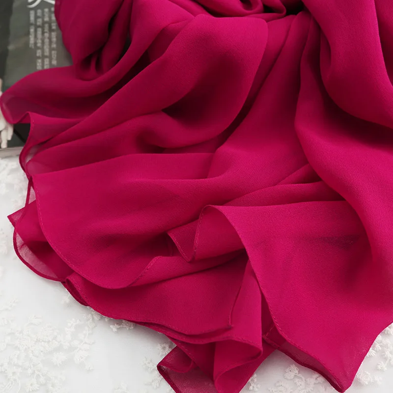 Hoge kwaliteit roze rood 100% zijde Qiaoqi lange sjaal dames lente, herfst en winter zomer