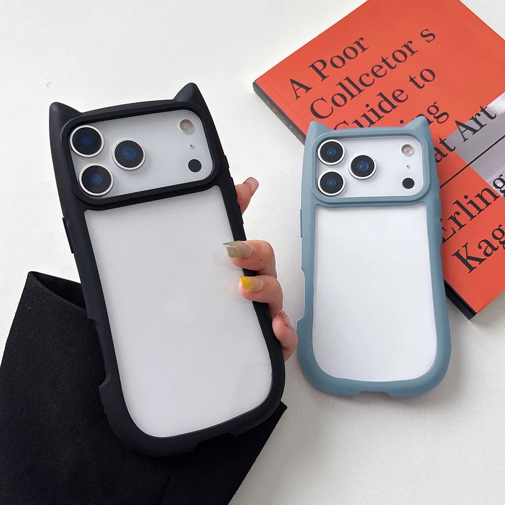 Coque Mignonne 3D Oreilles de Chat pour iPhone 17 Pro Max 16 15 14 13 12 11 XS Max XR Couleur Bonbon Dessin Animé Souple Antichoc