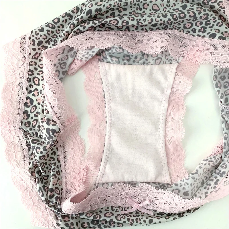 Calcinha de renda para mulheres leopardo impressão cintura baixa roupa interior sem costura seda patinação sexy roupa interior para mulher calcinha feminina