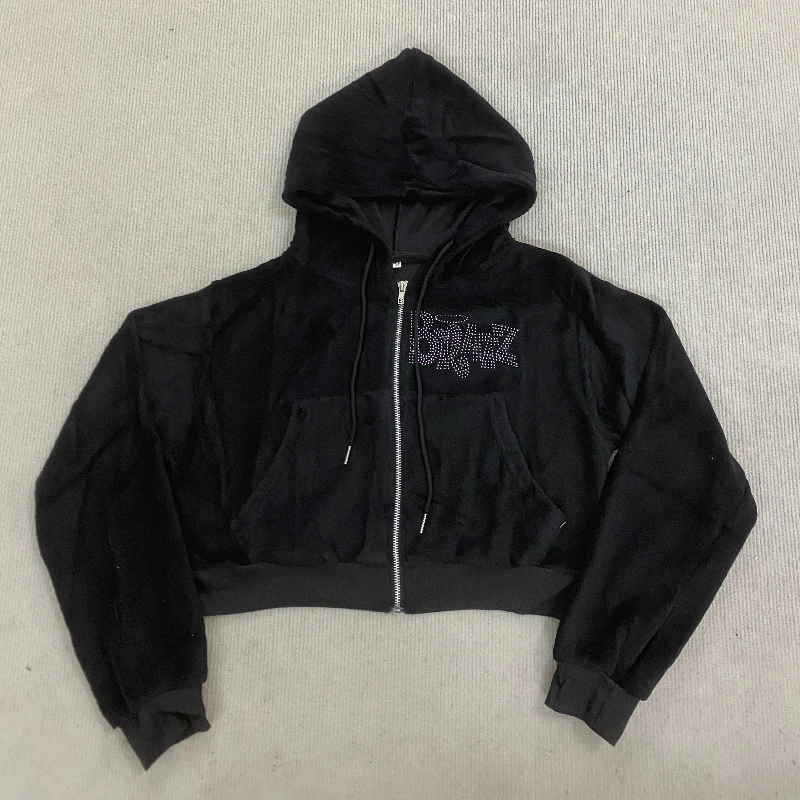 سترة نسائية y2k خمر الشارع الشعر هوديي الوردي قصيرة هوديي حجر الراين النسيج المطبوعة الرياضة المرأة قمم