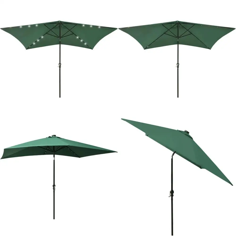 

green polyester foldable garden parasol 6.6x9.8ft - outdoor living, sunshades for patio and deck