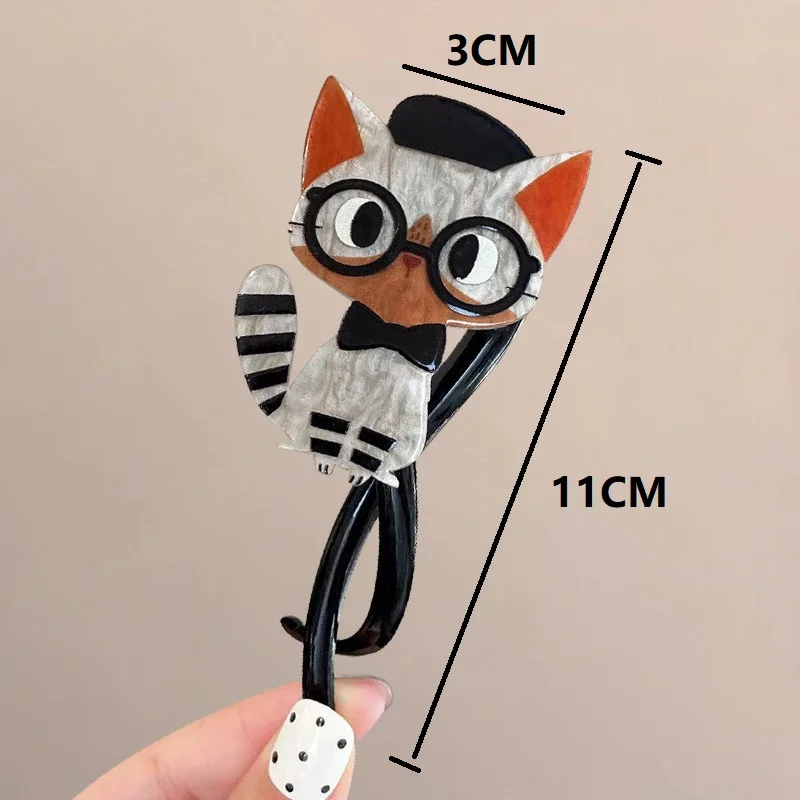 Pinces à cheveux torsadées en forme de chat de dessin animé, pinces à cheveux en forme de crabe en acrylique pour filles et femmes, épingle à cheveux à la mode, accessoires pour griffes FFZZ03