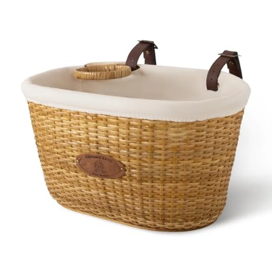 

Передняя корзина для велосипеда с подстаканником для женщин и мужчин, плетеная из ротанга, для взрослых велосипедов, с вкладышем