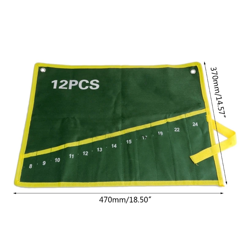 2022 New 12 Pockets Durable Canvas Spanner Wrench Tool Roll Up Storage Bag