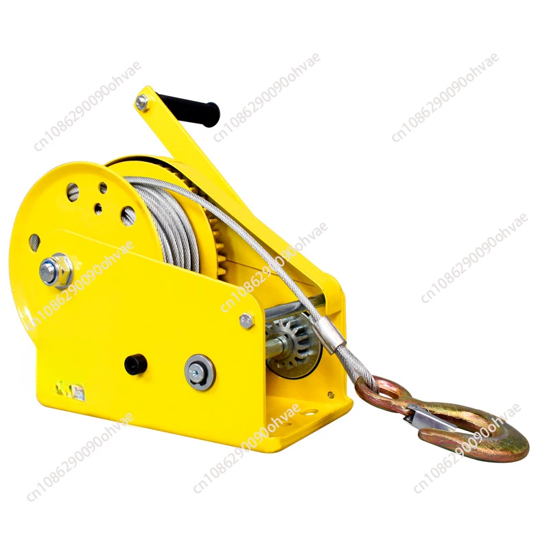 1200 Pounds 10m Wirerope Hand Operated Winch Manual Traction Hoist Winch Crane Bidirectional Self-locking Small Portable Winch