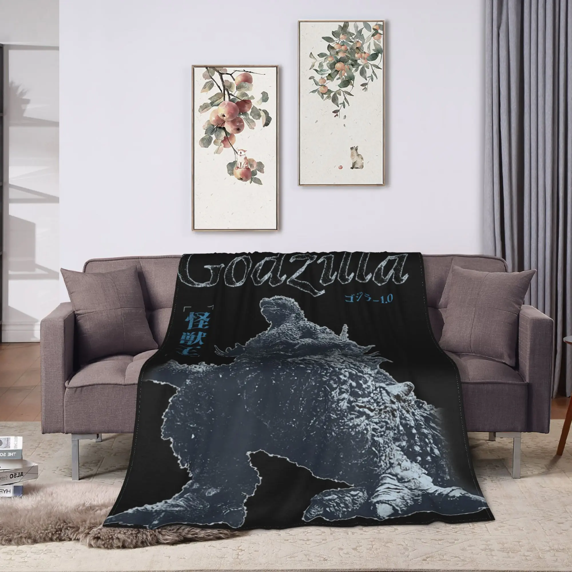 Godzilla Minus One King of the Monsters Movie Poster Blanket Picnic Flannel Bedding Throws For Living Room Warm Bedspread Gift view 2