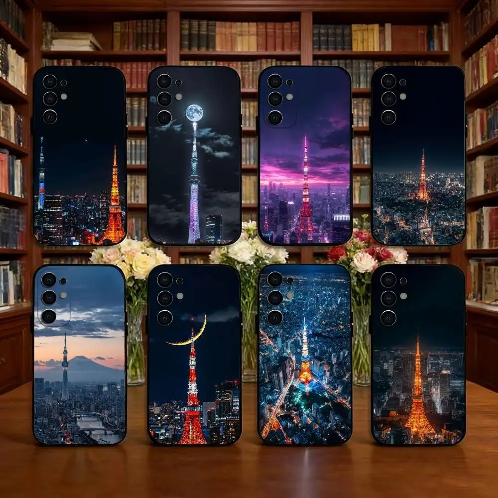 Чехол для телефона с видом на улицы Токио для Samsung S25, S24, S21, S22, S23, S30, Ultra, S20, Plus, FE, Lite, Note, 10, черный чехол