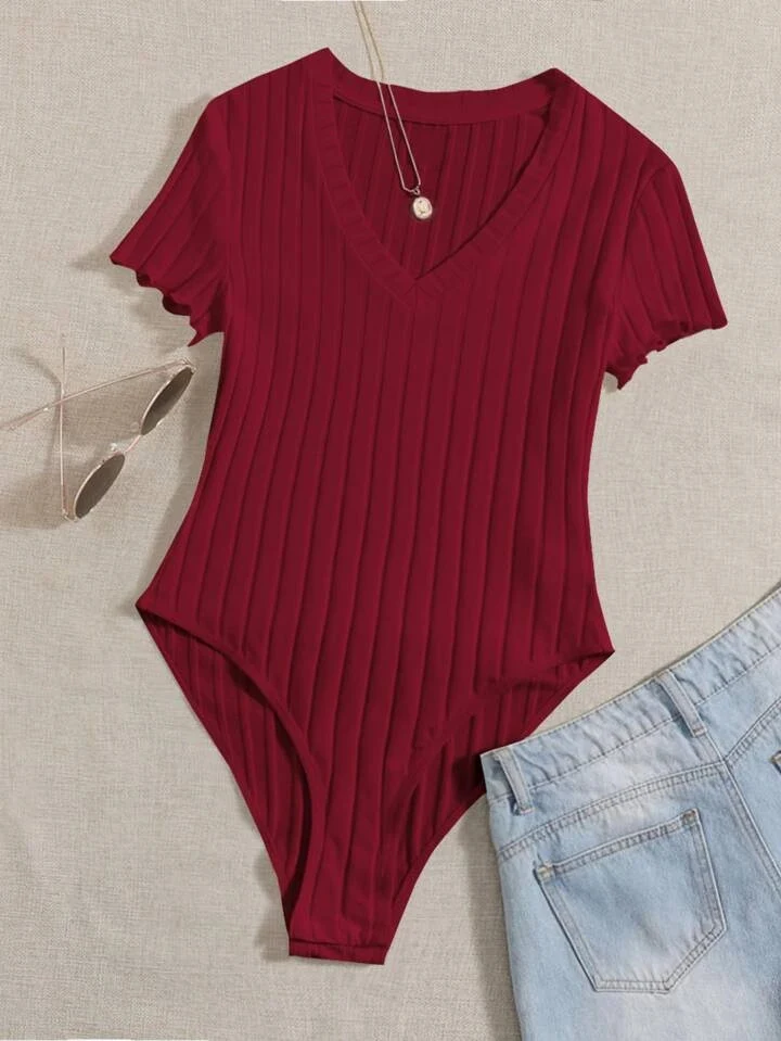 Gerippter Bodysuit für Damen mit Ärmellosem Design und Hoher Taille für eine Formende Wirkung – Detail 2