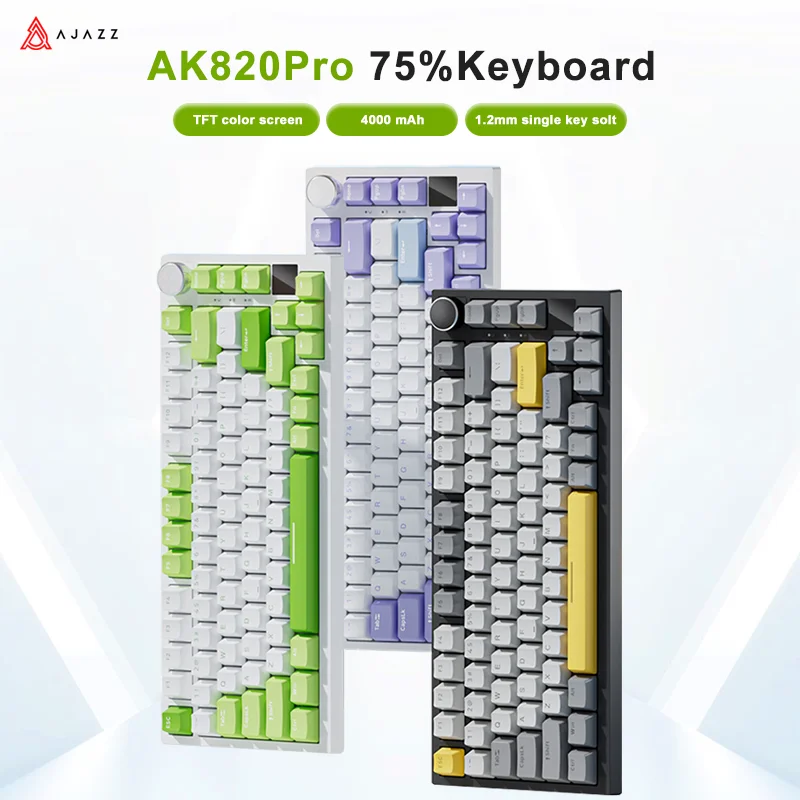 Ajazz AK820 /AK820PRO Teclado mecánico para juegos 82 teclas con cable Bluetooth 2,4 GHz teclado inalámbrico para jugadores junta personalizada para ordenador portátil