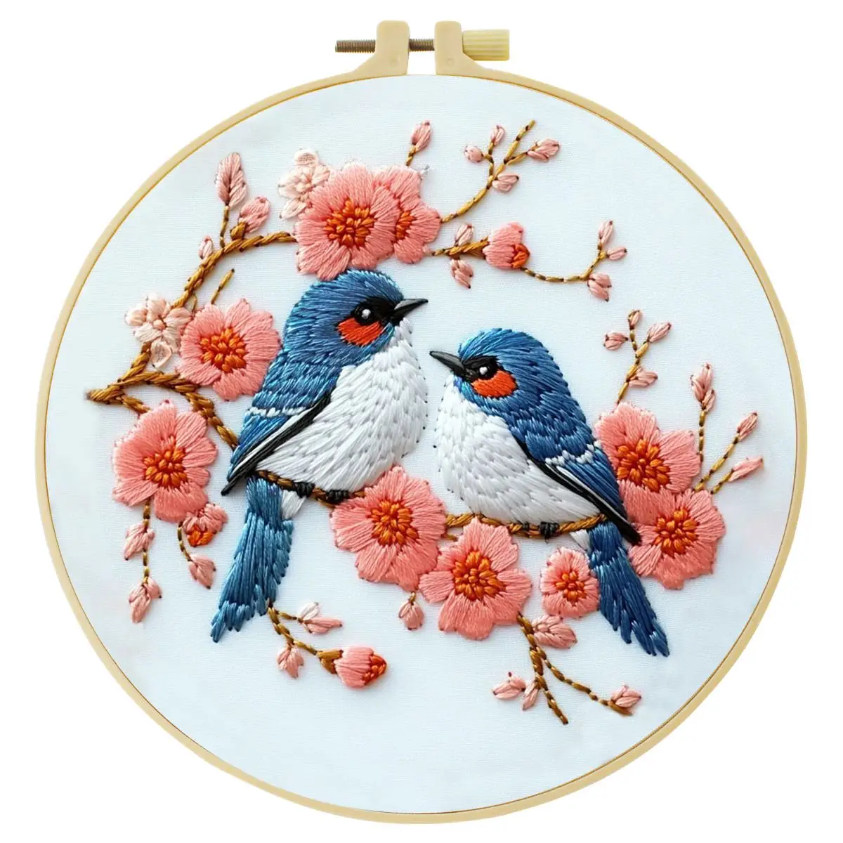 1 Stück 20X20CM/15X15CM 7,87/6,3 Zoll Zwei kleine Vögel Stickerei Starter-Kit DIY-Kit DIY-Stickerei-Set Handarbeiten Malerei – Detail 3