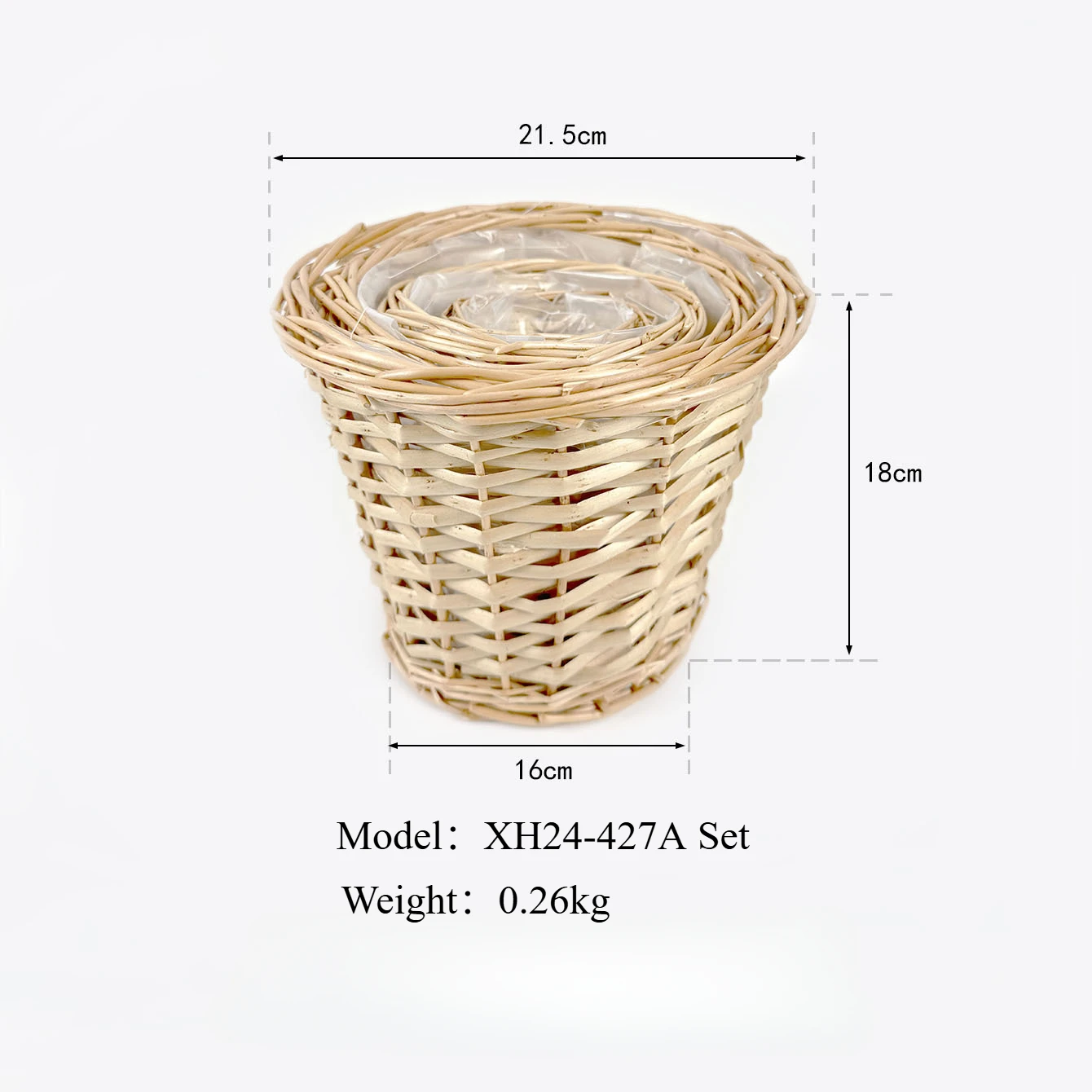 Pastoral Wicker Flower Pot Hand-woven Flower Decorative Basket Succulent Plant Creative Balcony Personalized Flower Pot