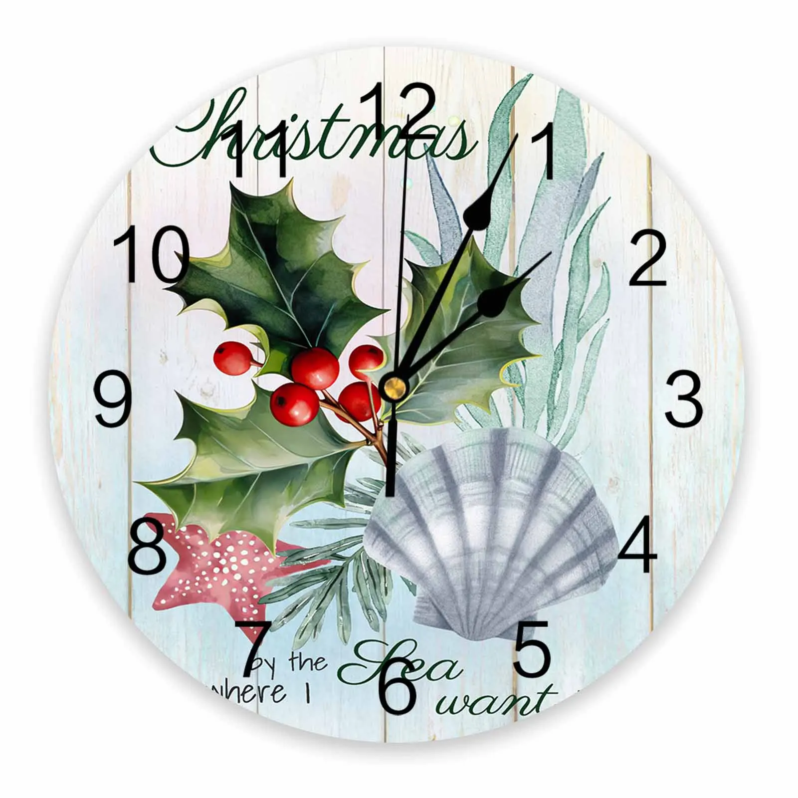 Christmas Marine Creatures Starfish Wall Clock Large Modern Kitchen Dinning Round Wall Clocks Bedroom Silent Hanging Watch