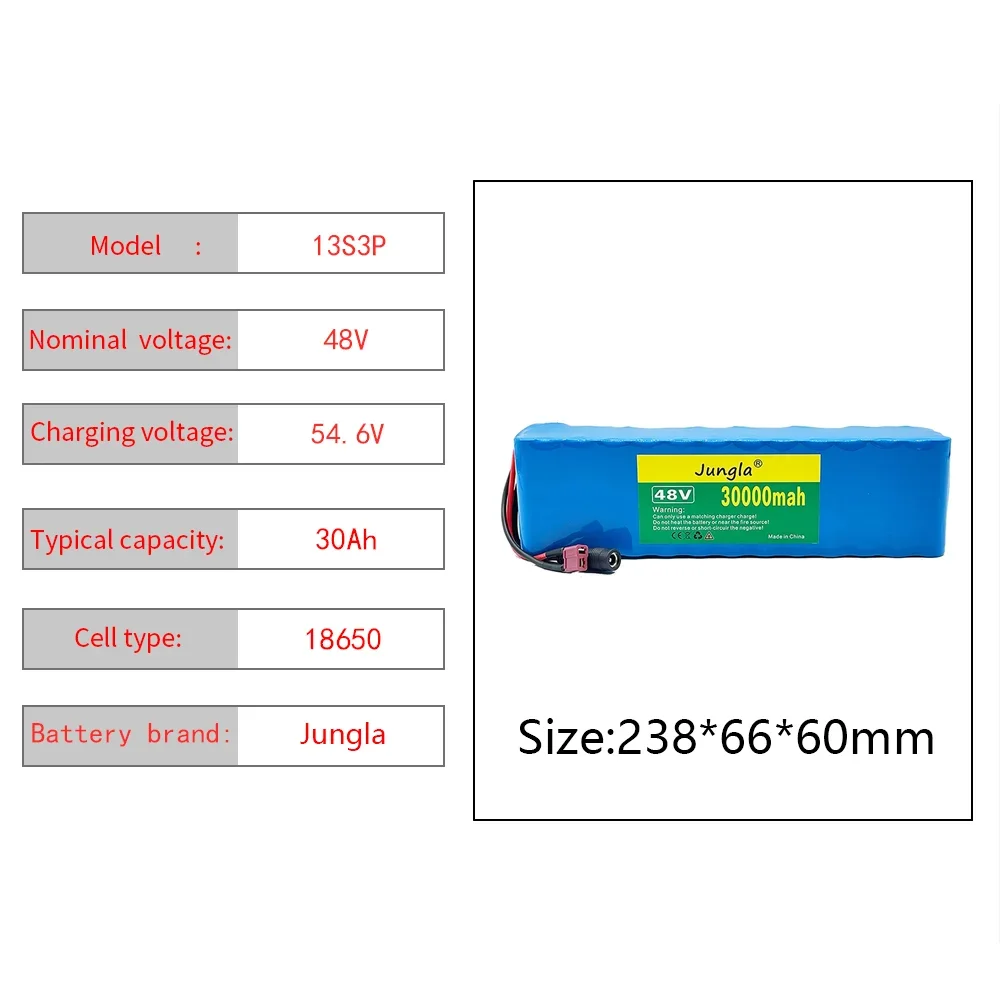 100% original 13S3P 48V 30Ah 1000W Li ion battery 54.6V   electric scooter  with BMS+charger T DC