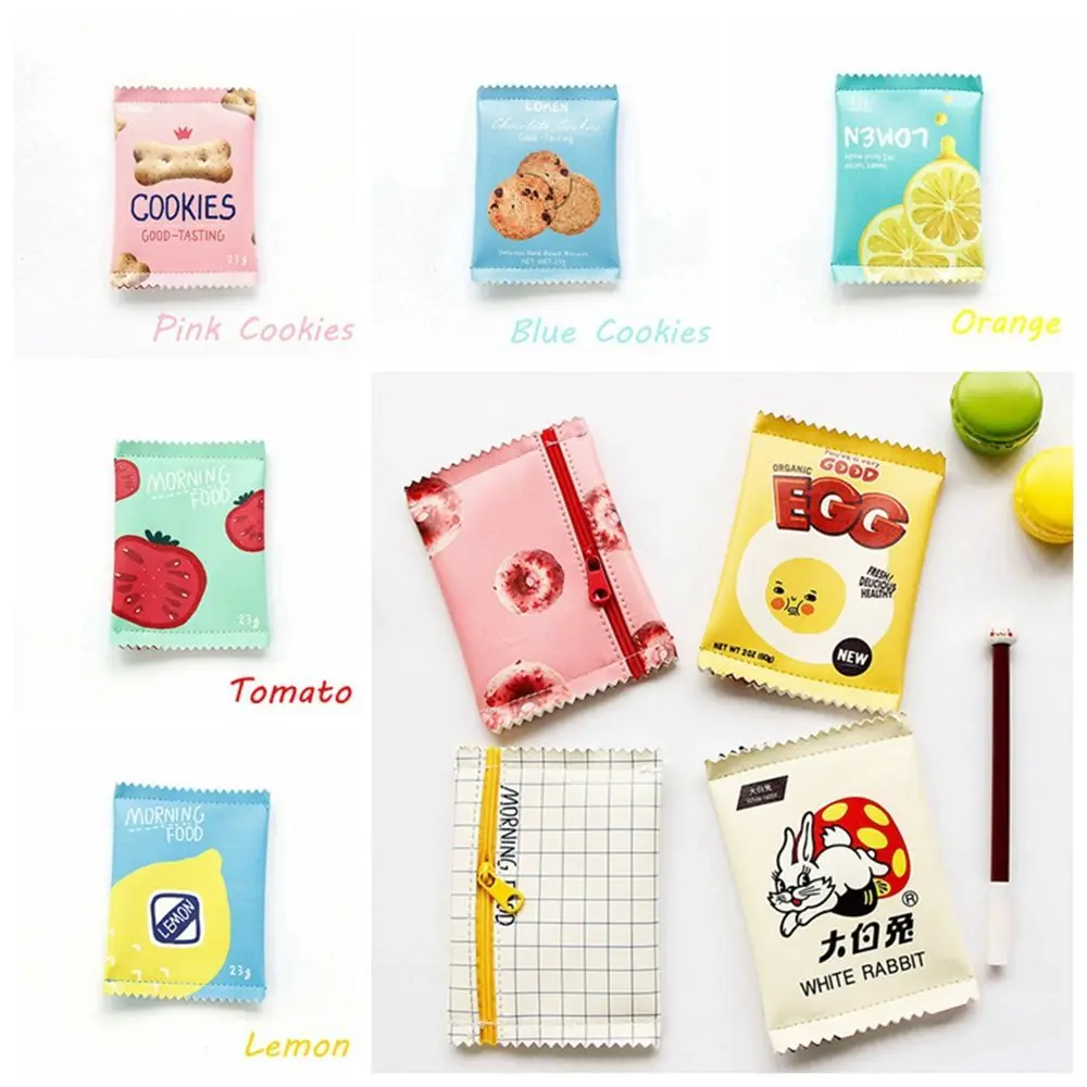 

Kawaii модный кошелек с принтом закусок, кошелек для денег, держатель для ключей, сумка на молнии из искусственной кожи